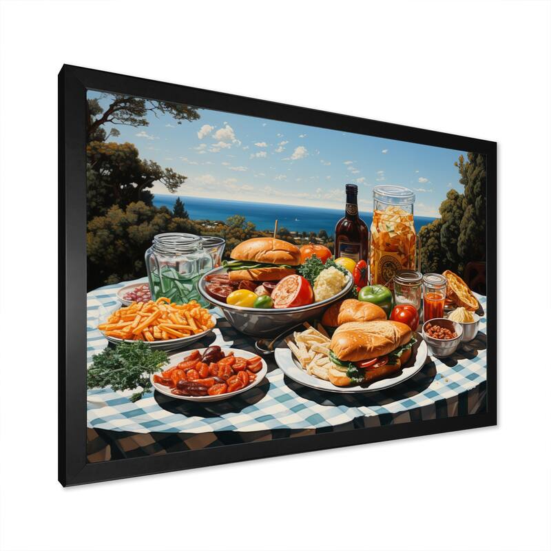 Designart "Meals Picnics Picnic Palette I" Food & Beverage Framed Canvas Art Print Bed Bath